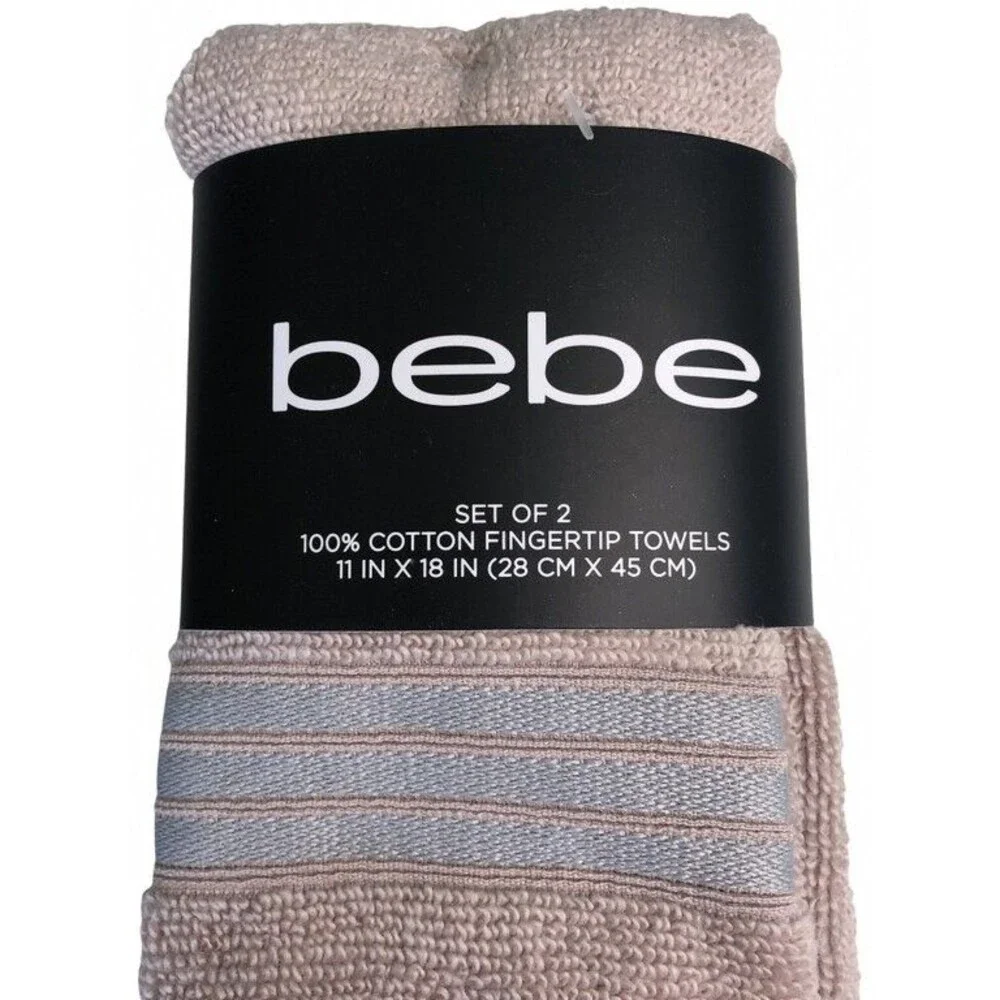 Bebe Fingertip Towels Guest Bathroom Summer House Beige Gray 11x18